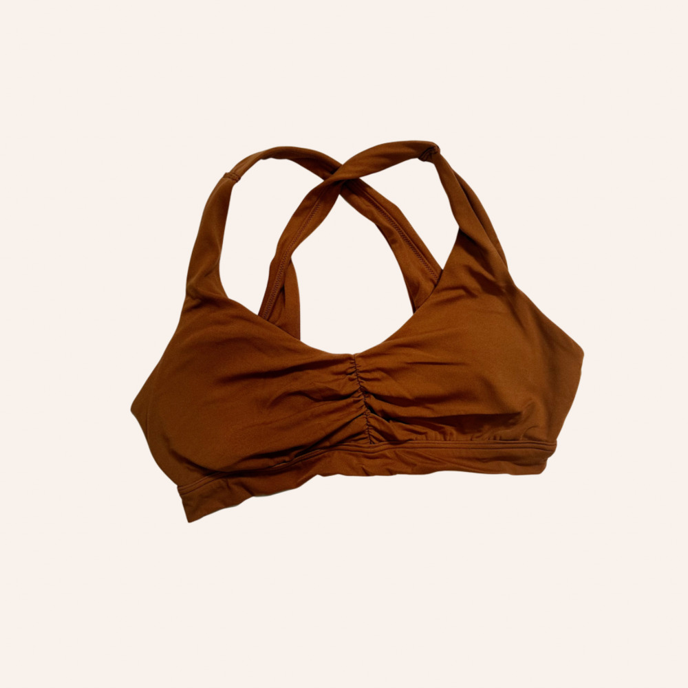 Offline by Aerie Real Me Ruched Sports Bra Brown Size L
